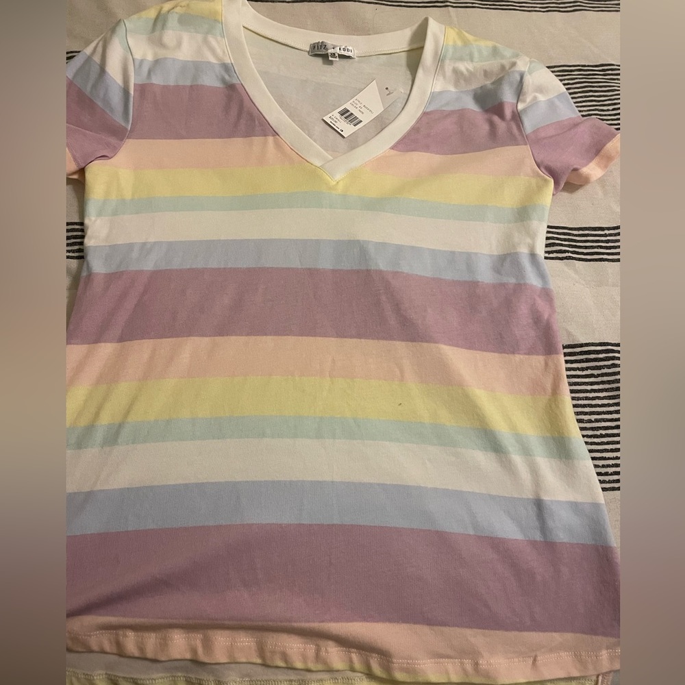 Fitz & Eddi XS rainbow striped t shirt